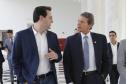 O governador Carlos Massa Ratinho Junior recebeu nesta segunda-feira, no Palácio Iguaçu, o diretor-geral brasileiro da Itaipu Binacional, general Joaquim Silva e Luna.Curitiba, 18-03-19.Foto: Arnaldo Alves / ANPr.