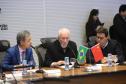 O vice-governador Darci Piana, recebe delegação chinesa, no Palácio Iguaçu. Participaram: Ceo da CCCC Chang Youngbu; presidente da CCCC no Brasil, Lin Li; presidente da Concremat, Mauro Viegas Neto; presidente da SDC do Brasil, Luo Jung; secretário de Infraestrutura e Logística, Sandro Alex; presidente da Paraná Desenvolvimento, Eduardo Bekin e o superintendente dos Portos do Paraná, Luiz Fernando Garcia.Curitiba, 08-07-19.Foto: Arnaldo Alves / ANPr.