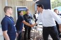 O governador Carlos Massa Ratinho Junior e o presidente da Rumo João Alberto Abreu, assinam protocolo de intenções para revitalização da linha ferrea, entre Morretes e Antonina, litoral paranaense. Participaram: prefeito de Ponta Grossa, Marcelo Rangel; secretário de Infraestrutura e Logística, Sandro Alex; Ponta Grossa, 23-10-19.Foto: Arnaldo Alves / AEN