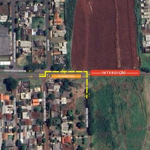 Croqui indicando o local da interdição