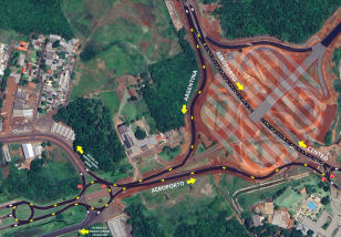 Croqui da mudança de tráfego no viaduto
