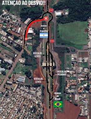 Croqui de alterações de tráfego na Av. Morenitas e aduana