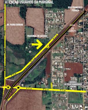 Croqui de liberação de via marginal em Foz do Iguaçu