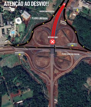 Croqui interdição viaduto BR-469 passagem superior