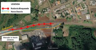 PRC-466 terá desvio a partir de quarta-feira em Palmeirinha, distrito de Guarapuava