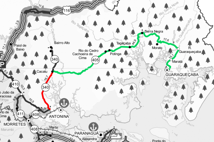 Trajeto Antonina - Guaraqueçaba