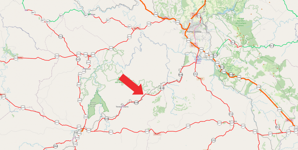 Mapa do local do bloqueio na PR-438
