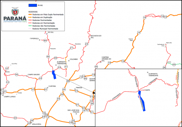 Mapa PR-092 em Curitiba