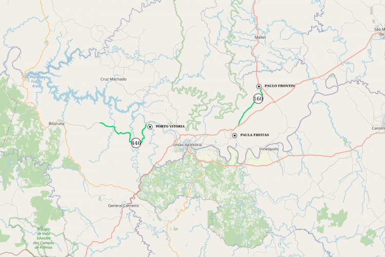 Mapa dos trechos atendidos