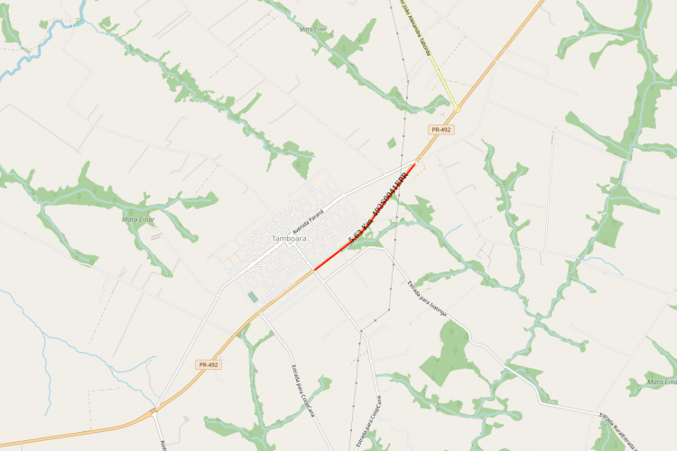 PR-492 Tamboara: mapa trecho bloqueado