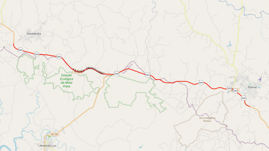 Mapa do trecho atendido