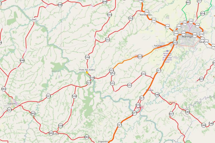 Mapa indicando localização da ponte sobre o Rio Andirá