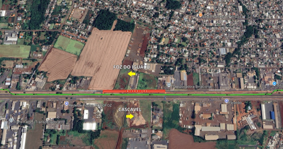 Croqui bloqueio marginal Av. Olympio Rafagnin