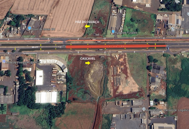 Croqui restrições BR-277 em Foz do Iguaçu