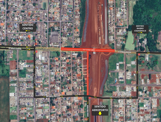 Croqui do bloqueio das avenidas