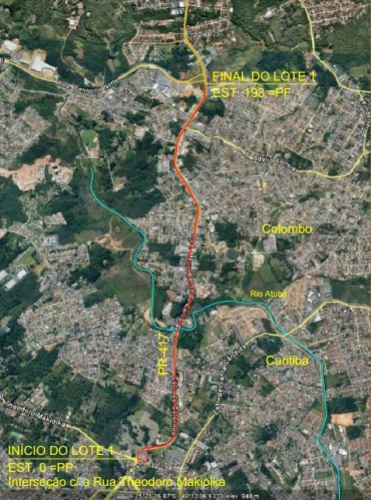 Mapa do lote 1 de ampliação da capacidade da Rodovia da Uva