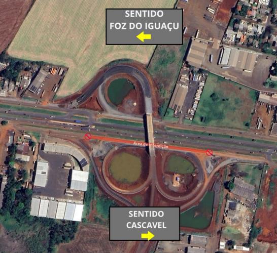 Croqui da interdição da via marginal da BR-277