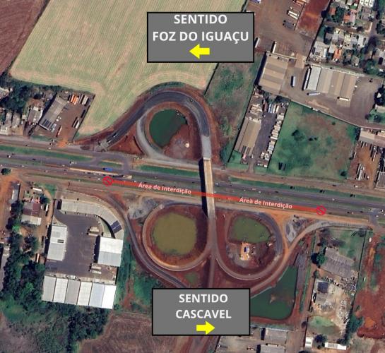 Croqui interdição BR-277 viaduto perimetral
