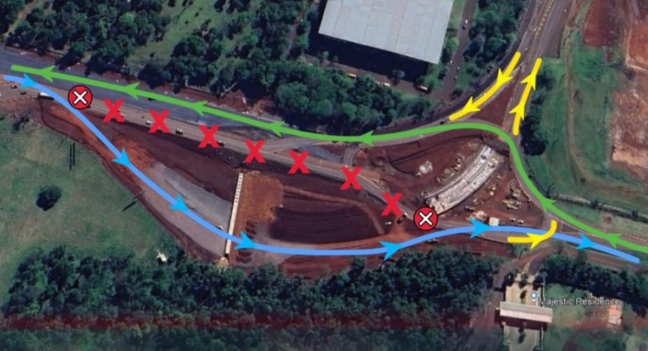 Croqui alteração de tráfego acesso ao aeroporto de Fpz