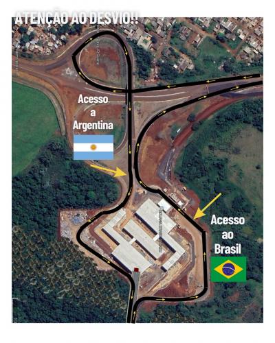 Croqui dos desvios na aduana Brasil - Argentina
