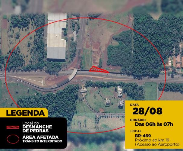 Rodovia das Cataratas em Foz do Iguaçu tem detonação de rochas nesta sexta-feira