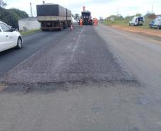 PR-092, entre Jaguariaíva, passando por Arapoti, ambas nos Campos Gerais, até Wenceslau Braz, no Norte Pioneiro, passa por serviços de remendos e de microrrevestimento asfáltico.