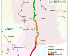 Mapa com trecho da PR-445 que será duplicado