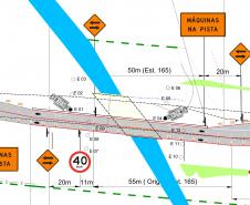Trecho do projeto de sinalização da obra de colocação das estacas da ponte esquerda