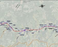 Mapa detalhando o trecho da PR-160 que receberá as obras