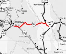 Mapa do trecho entre Ivaté e Icaraíma recebendo serviços