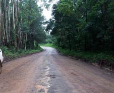 Trecho não pavimentado da PR-160 entre Imbaú e Reserva, após chuva