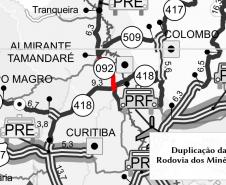 Mapa das obras de Duplicação da Rodovia dos Minérios