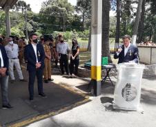 Secretário de Infraestrutura e Logística, Sandro Alex, discursa durante cerimônia