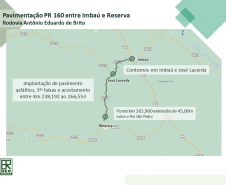 Croqui detalhando a obra de pavimentação da PR-160