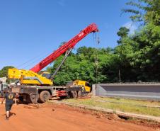 Lançamento de vigas do viaduto de Iporã