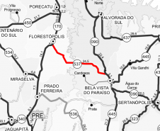 Mapa de trecho que está recebendo os serviços de conservação