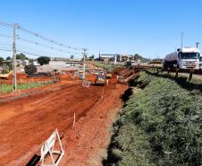 Andamento das obras no trevo Cataratas, em Cascavel