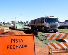 Andamento das obras no trevo Cataratas, em Cascavel