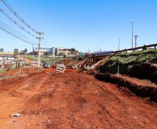 Andamento das obras no trevo Cataratas, em Cascavel