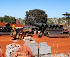 Andamento das obras no trevo Cataratas, em Cascavel