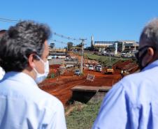 Andamento das obras no trevo Cataratas, em Cascavel