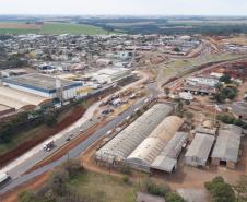 Vista aérea do Trevo Cataratas, em Cascavel