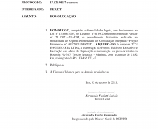 Despacho homologando resultado da licitação
