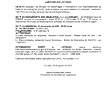 Aviso da licitação