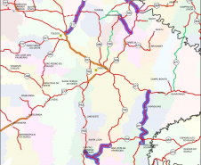 Mapa com trechos atendidos