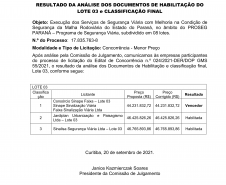 Resultados do PROSEG PARANÁ