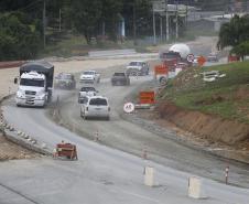 Obras de duplicação em andamento no trecho anterior