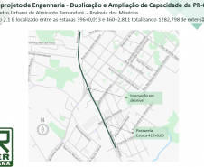 Croqui da duplicação da Rodovia dos Minérios no perímetro urbano de Almirante Tamandaré