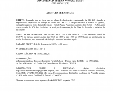 Aviso da licitação