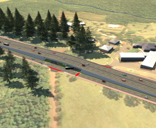 Maquete eletrônica de viaduto